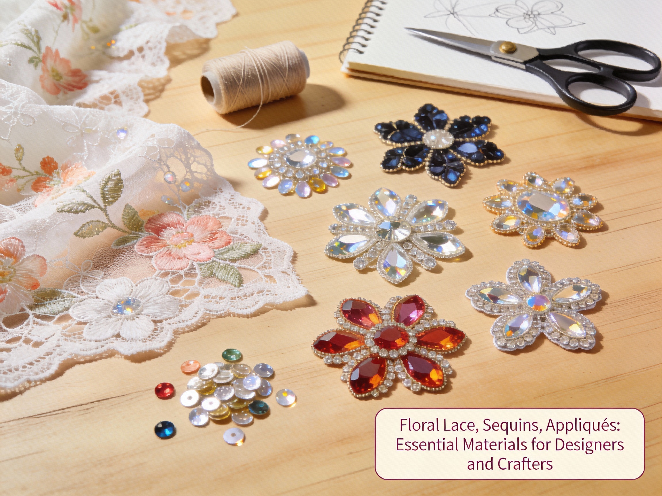 Floral Lace, Sequins, and Appliqués: Essential Materials for Designers and Crafters