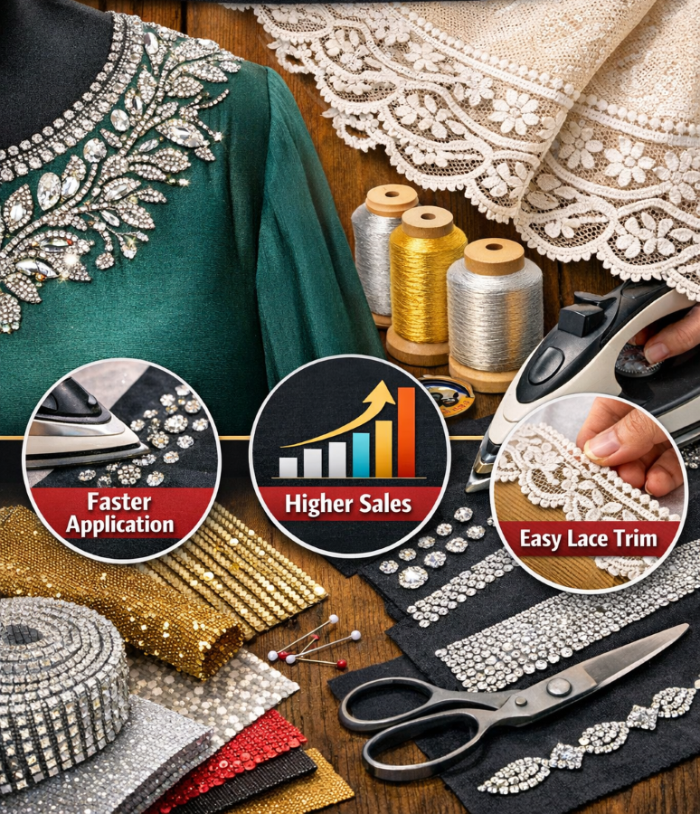 Save Time and Money: The Power of Rhinestone Appliques & Lace Borders in Design