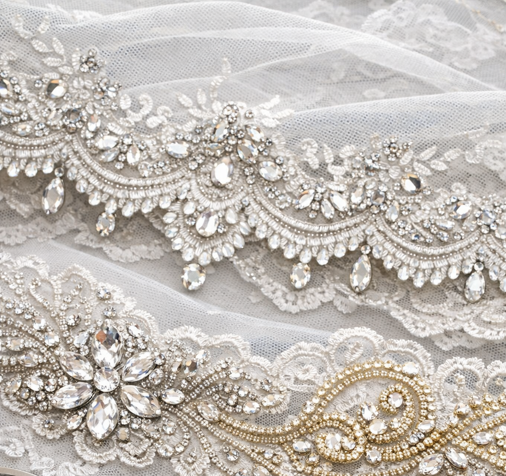 Rhinestone and Sequin Appliqués: Design and Use with Lace Borders