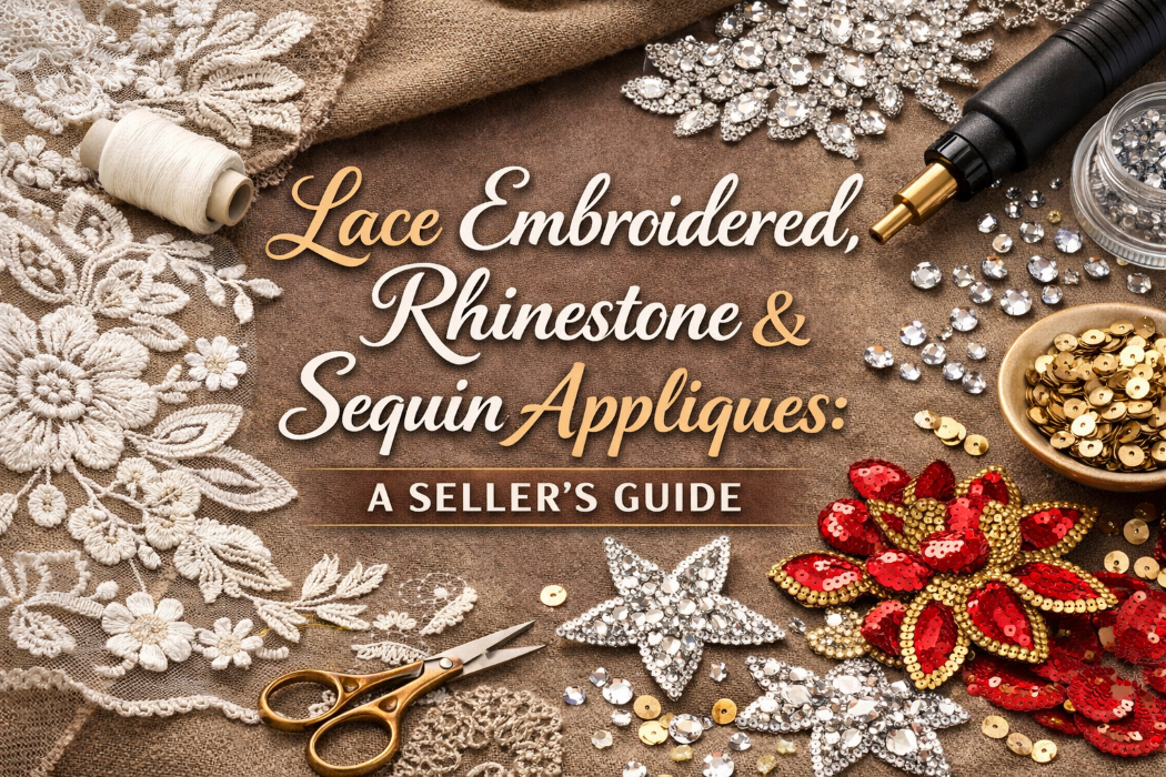 Lace Embroidery and Rhinestone Appliques for Modern Sellers