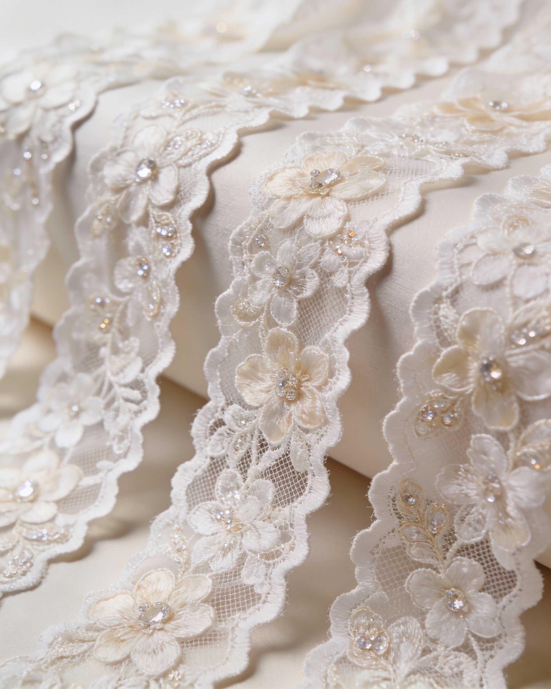 Floral Lace Material and Lace Borders for Bridal and Couture Wear