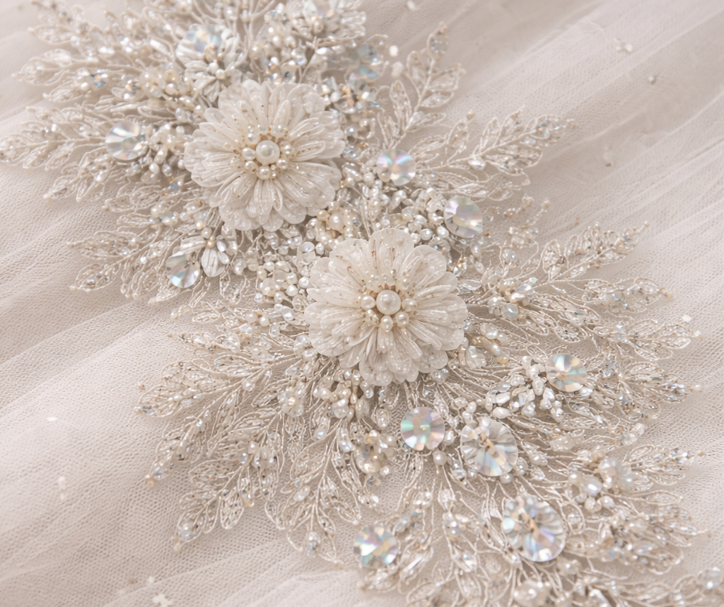 Plain Outfit? Fix It with Flower Lace and Sequin Appliqués