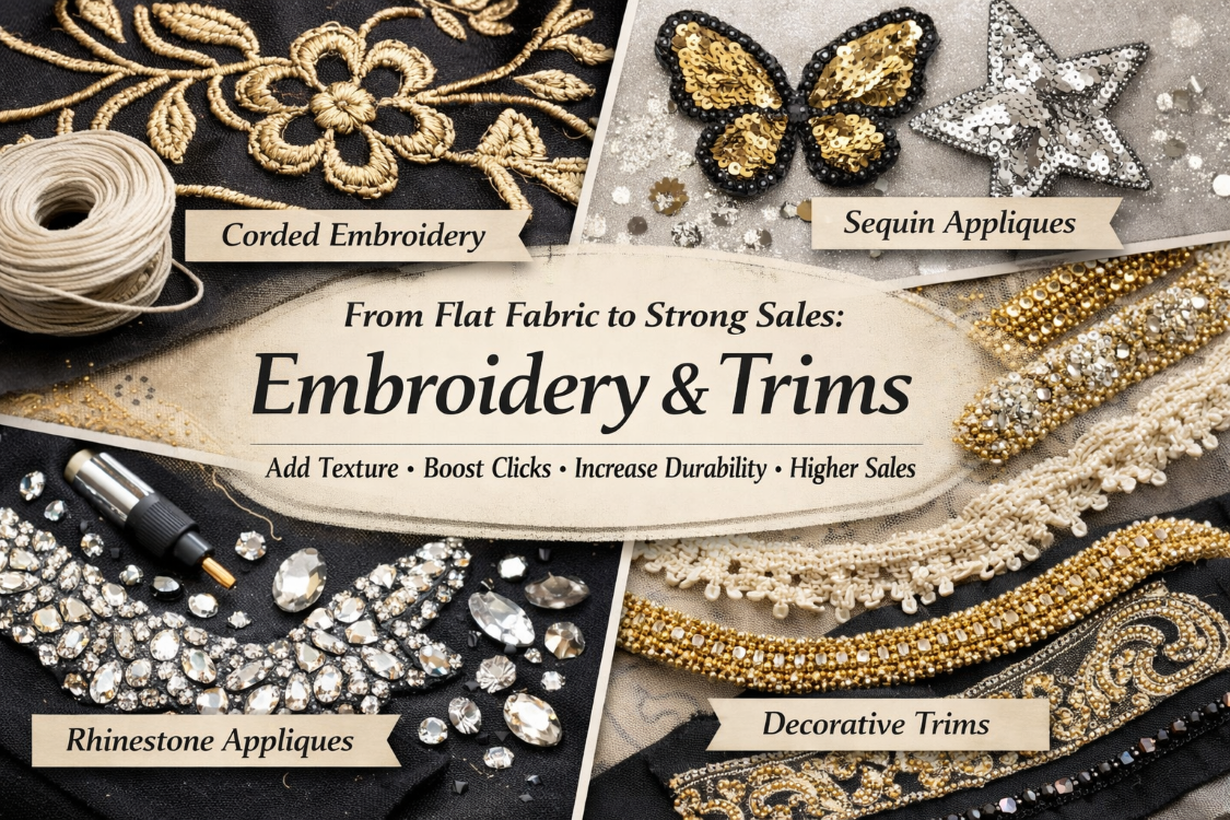 How Corded Embroidery and Sequin Appliques Boost Sales