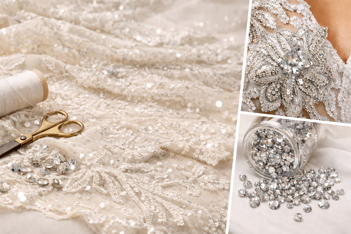 Crafting Dazzling Designs with Lace, Sequins, and Rhinestones