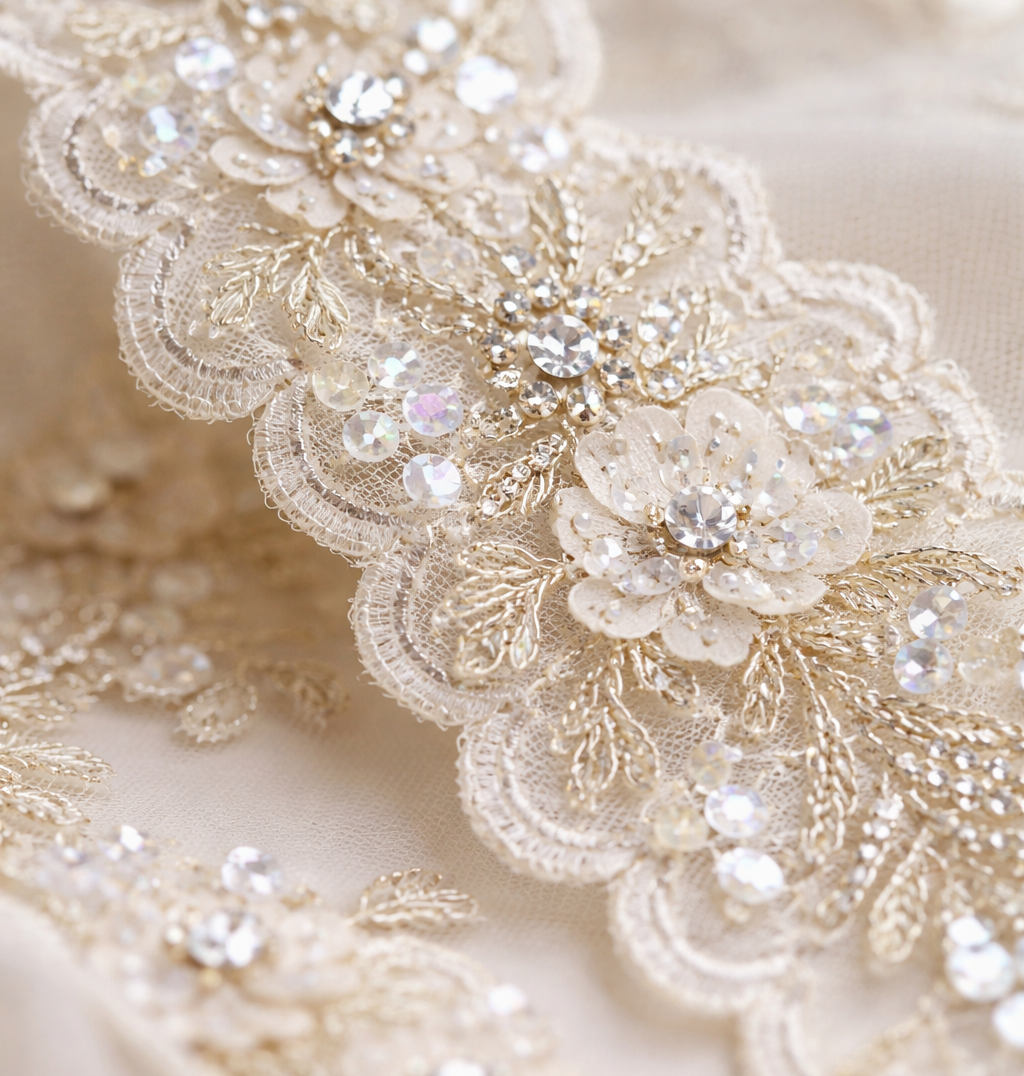 Why Lace Border Designs with Sequins Are Trending in Bridal and Couture